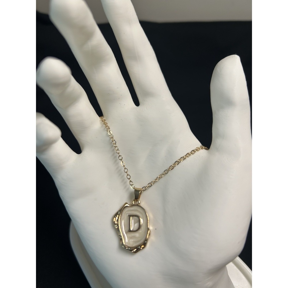 'D" 18k Gold Plated Oceanus Initial Pearl Oyster Necklace Beachy MermaidCore
